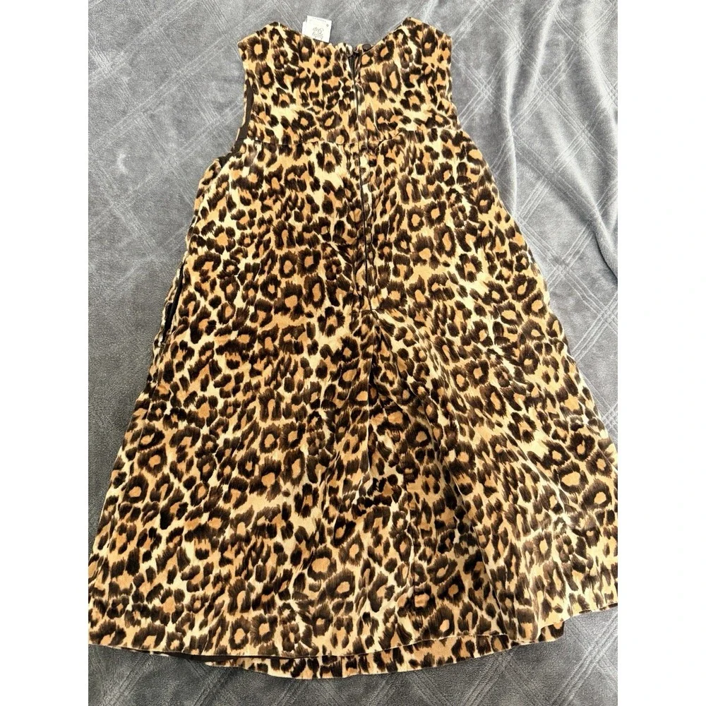 Baby Gap Toddler Girls Leopard Velvet Dress 4T Sleeveless Pockets Animal Print